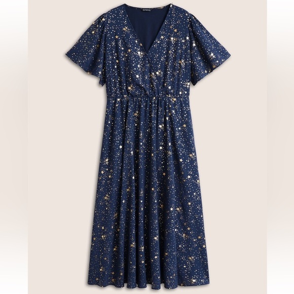 BloomChic Plus Size Star Button Pocket Wrap Split Ruffles Maxi Dress - Picture 7 of 8